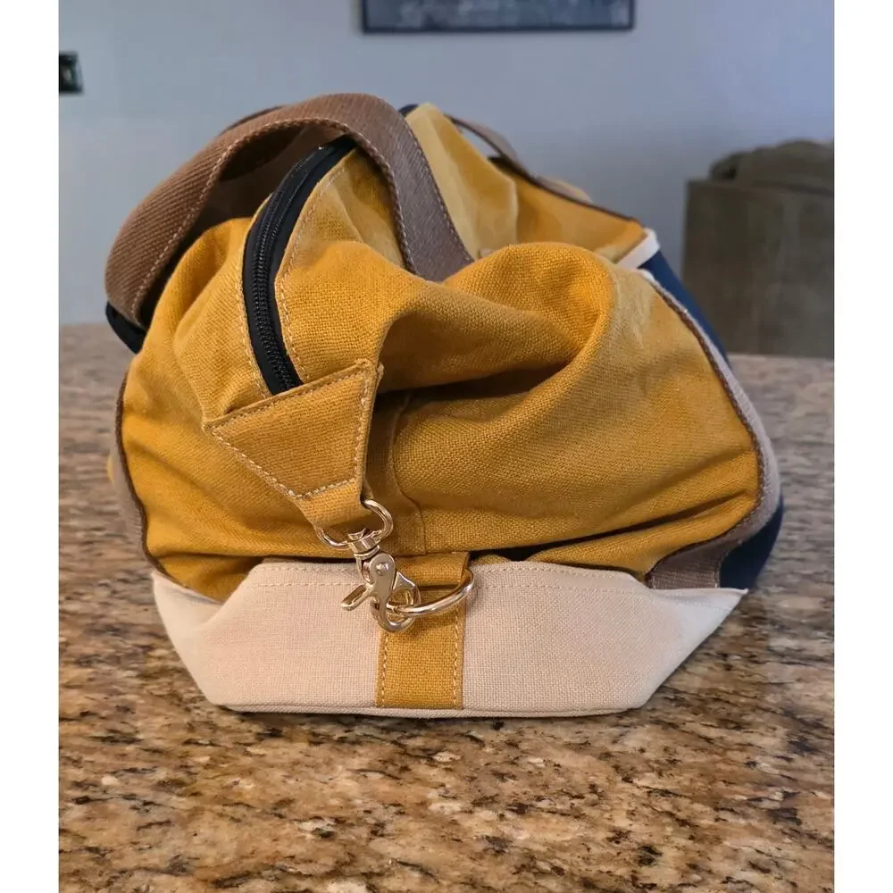 Spartina 449 Daufuskie Island Cargo Duffel Bag Golden Two Tone Anchor Large NWOT